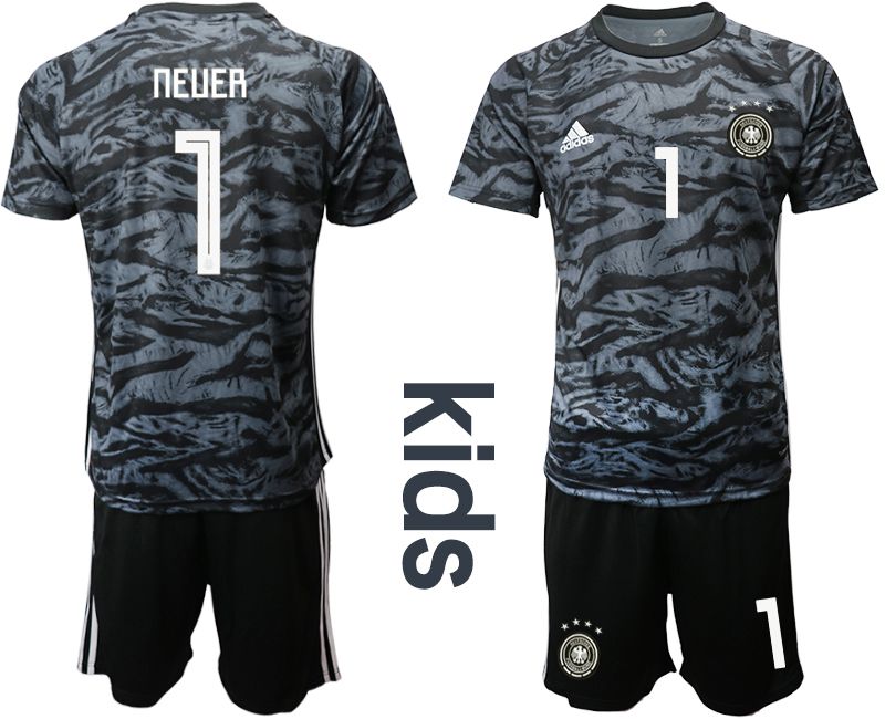Youth 2019-2020 Season National Team Germany black goalkeeper #1 Soccer Jerseys